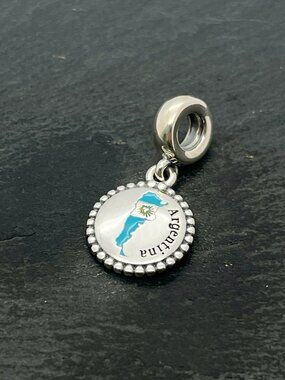 Pandora Argentina Flag Exclusive Charm Sterling Silver Dangle Charm Jewelry